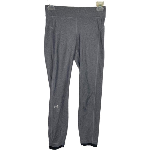 Under Armour Womens Size Small Gray HeatGear Logo‎ Compression Ankle Leggings - Picture 1 of 6